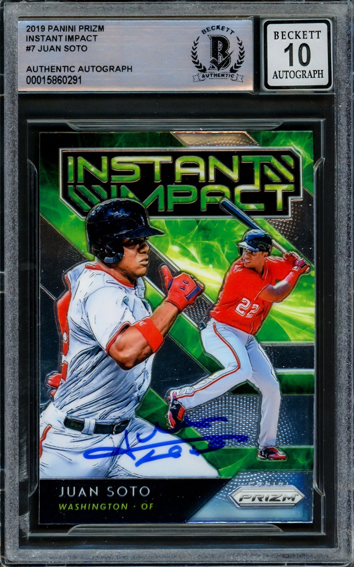 Juan Soto Autographed 2019 Panini Prizm Instant Impact Card #II-7 Washington Nationals Auto Grade Gem Mint 10 Beckett BAS #15860291