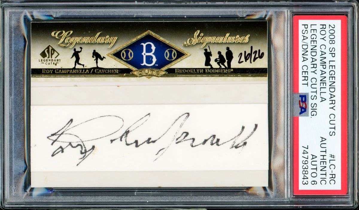 Roy Campanella Autographed 2008 SP Legendary Cuts Card #LC-RC Brooklyn Dodgers Auto Grade 6 #26/26 PSA/DNA #74793843