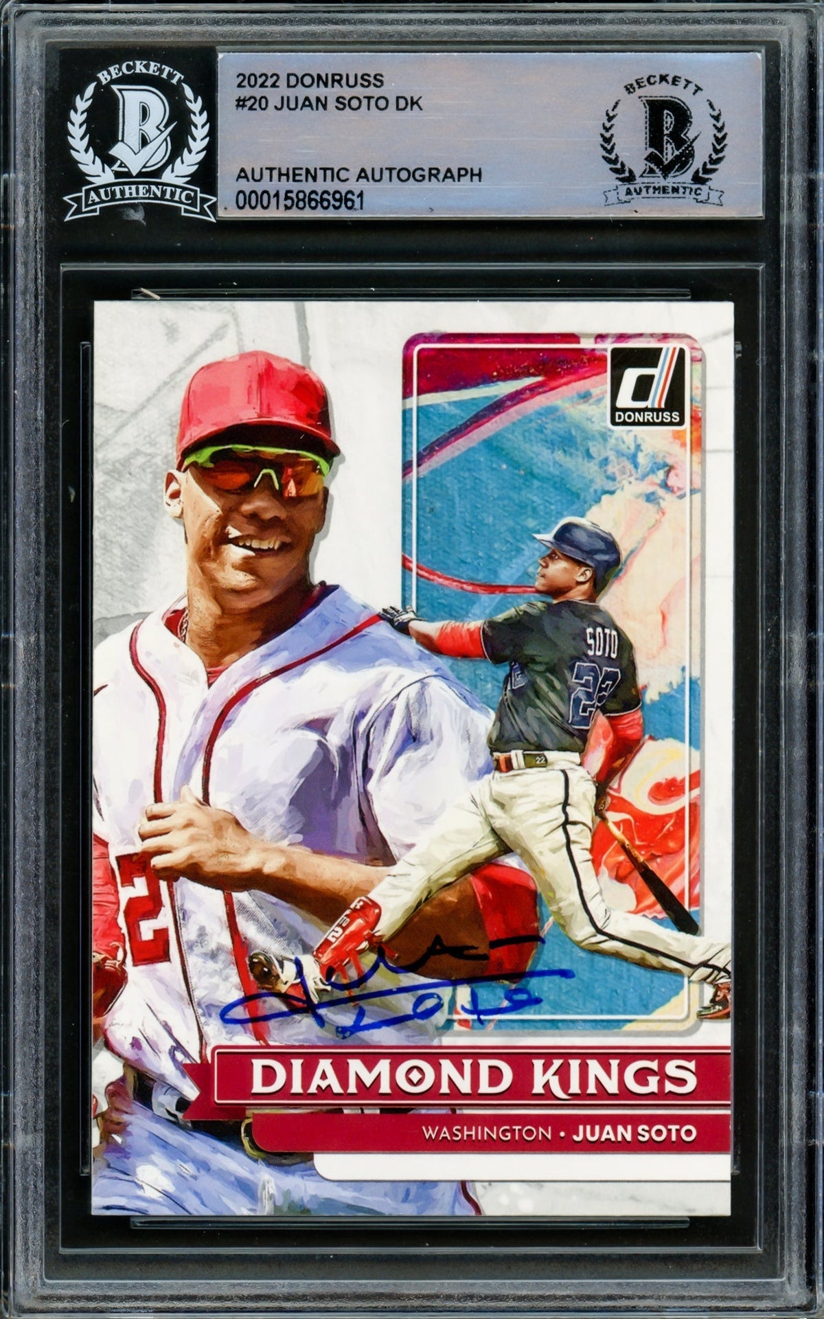 Juan Soto Autographed 2022 Donruss Diamond Kings Card #20 Washington Nationals Beckett BAS #15866961