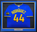 Seattle Mariners Julio Rodriguez Autographed Framed Blue Nike City Connect Jersey Fanatics & MLB Holo