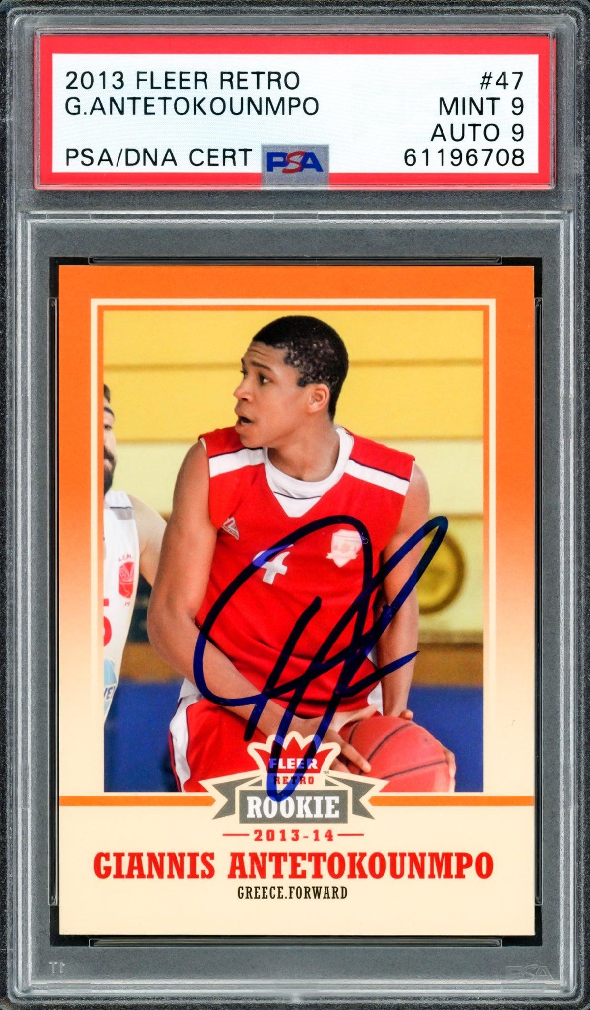 Giannis Antetokounmpo Autographed 2013 Fleer Retro Rookie Card #47 Milwaukee Bucks PSA 9 Auto Grade Mint 9 PSA/DNA #61196708