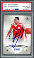 Giannis Antetokounmpo Autographed 2013 SP Authentic Rookie Card #36 Milwaukee Bucks PSA 10 Auto Grade Mint 9 PSA/DNA #61196783