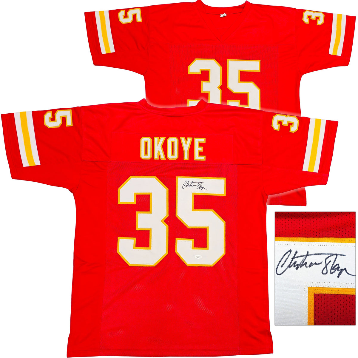 Kansas City Chiefs Christian Okoye Autographed Red Jersey JSA