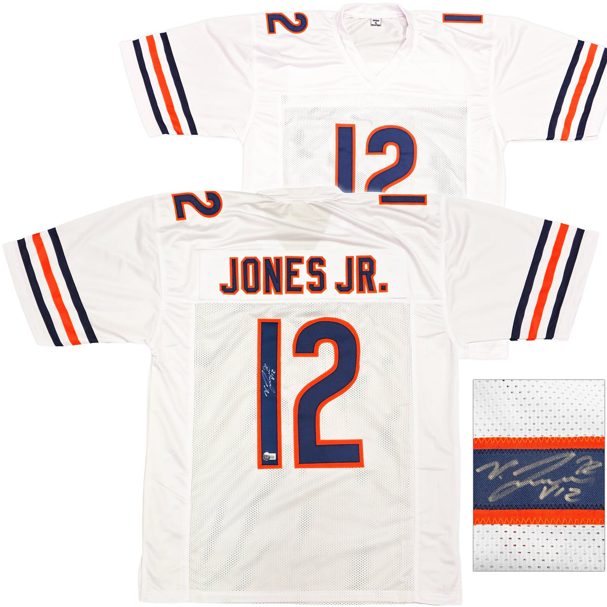 Chicago Bears Velus Jones Jr. Autographed White Jersey Beckett BAS Witness