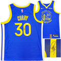 Golden State Warriors Stephen Curry Autographed Blue Nike Swingman Nike Connect Jersey Size 48 JSA