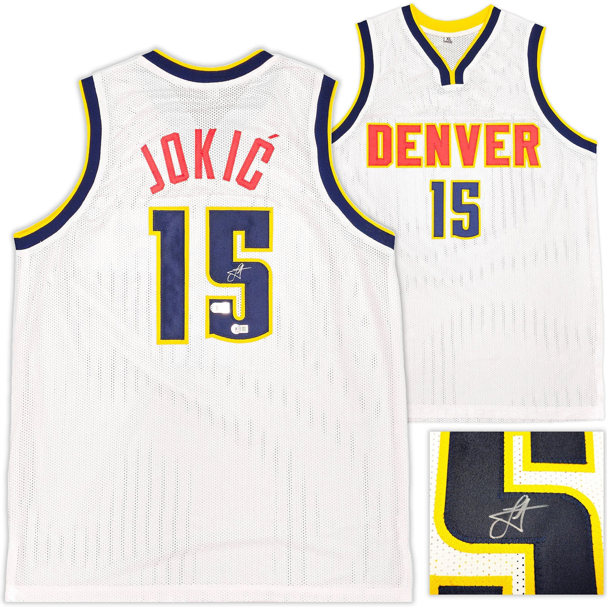 Denver Nuggets Nikola Jokic Autographed White Jersey Beckett BAS Witness