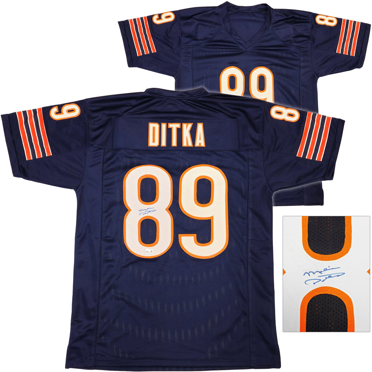 Chicago Bears Mike Ditka Autographed Blue Jersey Beckett BAS QR
