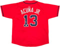Atlanta Braves Ronald Acuna Jr. Autographed Red Jersey Beckett BAS Witness