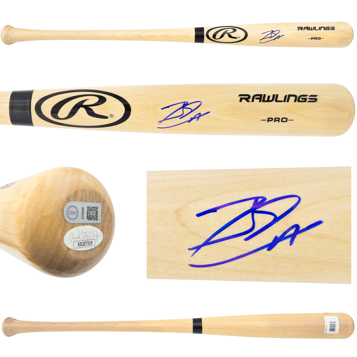 Jackson Chourio Autographed Blonde Rawlings Adirondack Baseball Bat Milwaukee Brewers JSA