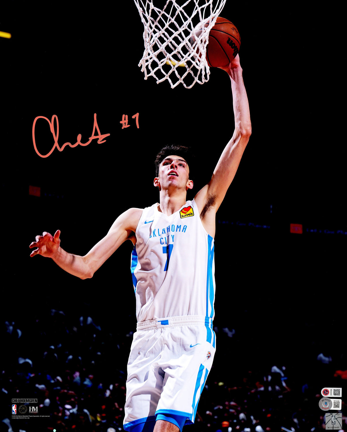 Chet Holmgren Autographed 16x20 Photo Oklahoma City Thunder Beckett BAS Witness