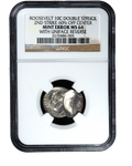 Roosevelt Dime Double Strike 2nd 60% Off Center Mint Error MS64 With Uniface Reverse