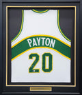 Seattle Supersonics Gary Payton Autographed Framed White Jersey Beckett BAS Stock #206945