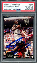 Shaquille "Shaq" O'Neal Autographed 1992 Stadium Rookie Card #247 Orlando Magic PSA 8 Auto Grade Gem Mint 10 PSA/DNA Stock #207359