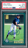 Ichiro Suzuki Autographed 2001 Topps Rookie Card #726 Seattle Mariners PSA 8 Auto Grade Mint 9 PSA/DNA Stock #207425