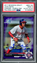 Juan Soto Autographed 2017 Bowman Draft Chrome Purple Refractor Rookie Card #BDC162 Washington Nationals PSA 9 #184/250 PSA/DNA #61265690