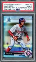 Juan Soto Autographed 2017 Bowman Draft Chrome Sky Blue Refractor Rookie Card #BDC162 Washington Nationals PSA 9 #50/399 PSA/DNA #61265703