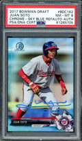 Juan Soto Autographed 2017 Bowman Draft Chrome Sky Blue Refractor Rookie Card #BDC162 Washington Nationals PSA 8 #28/399 PSA/DNA #61265705
