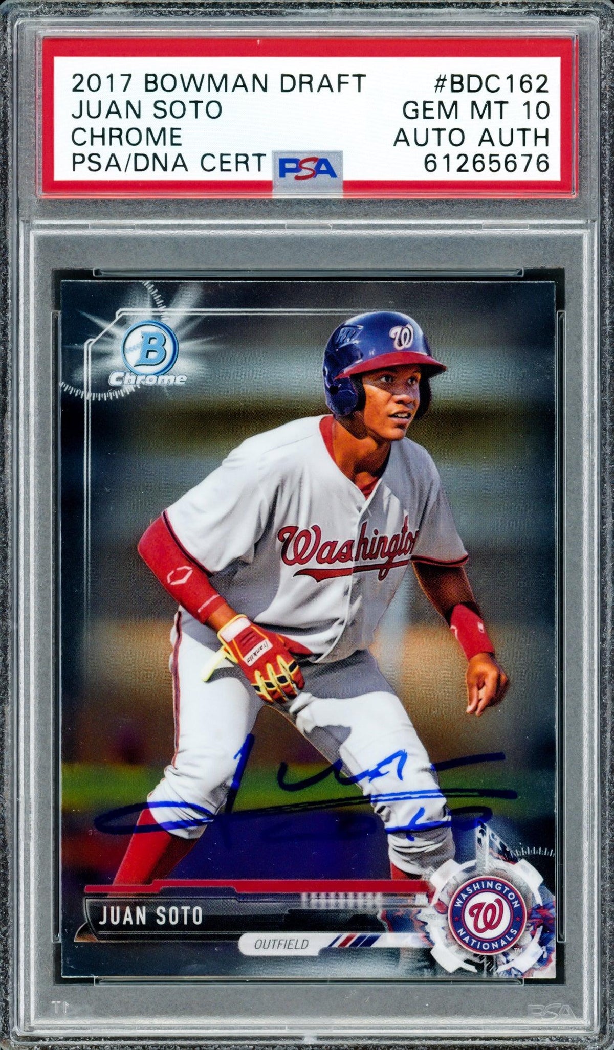 Juan Soto Autographed 2017 Bowman Draft Chrome Rookie Card #BDC162 Washington Nationals PSA 10 PSA/DNA #61265676