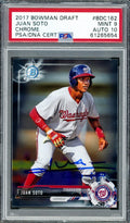 Juan Soto Autographed 2017 Bowman Draft Chrome Rookie Card #BDC162 Washington Nationals PSA 9 Auto Grade Gem Mint 10 PSA/DNA #61265654