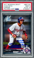 Juan Soto Autographed 2017 Bowman Draft Chrome Rookie Card #BDC162 Washington Nationals PSA 9 Auto Grade Gem Mint 10 PSA/DNA #61265671
