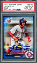 Juan Soto Autographed 2017 Bowman Draft Blue Rookie Card #BDC162 Washington Nationals PSA 8 #25/150 PSA/DNA #61265633