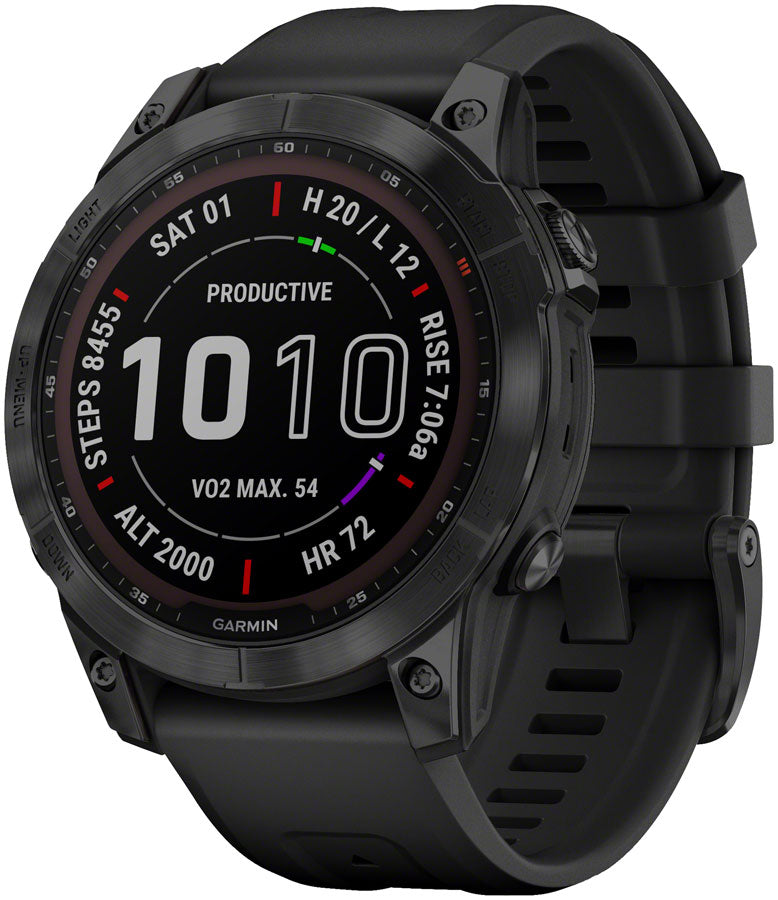 Garmin fenix 7 Sapphire Solar Smartwatch (fēnix GPS - 47mm Black DLC Titanium Case Black Band)