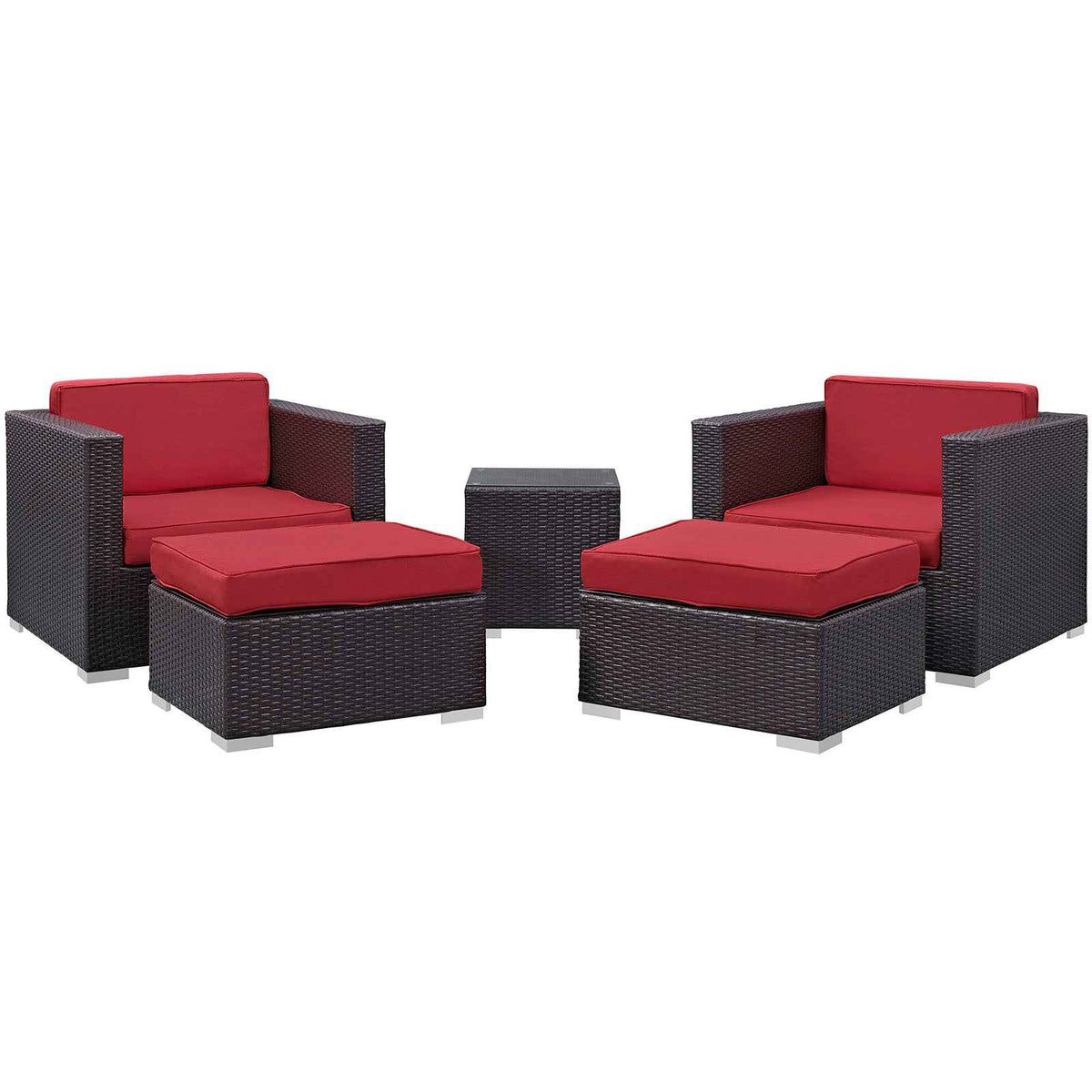 Modway Convene Outdoor Sectional Set - 5-Piece Patio Furniture for Ultimate Comfort (Brown)
