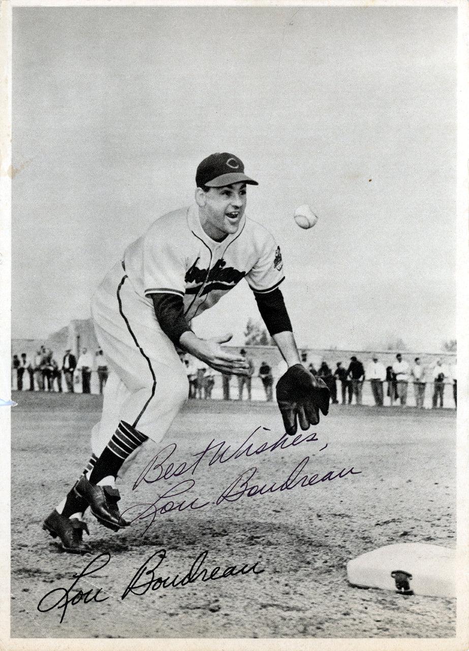 Lou Boudreau Autographed 6.5x9 Photo Picture Pack 1948 Cleveland Indians "Best Wishes" Beckett BAS #F98272