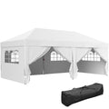 10' x 20' Pop Up Canopy with 6 Walls & Steel Frame, Easy Assemble with Carrying Bag, White