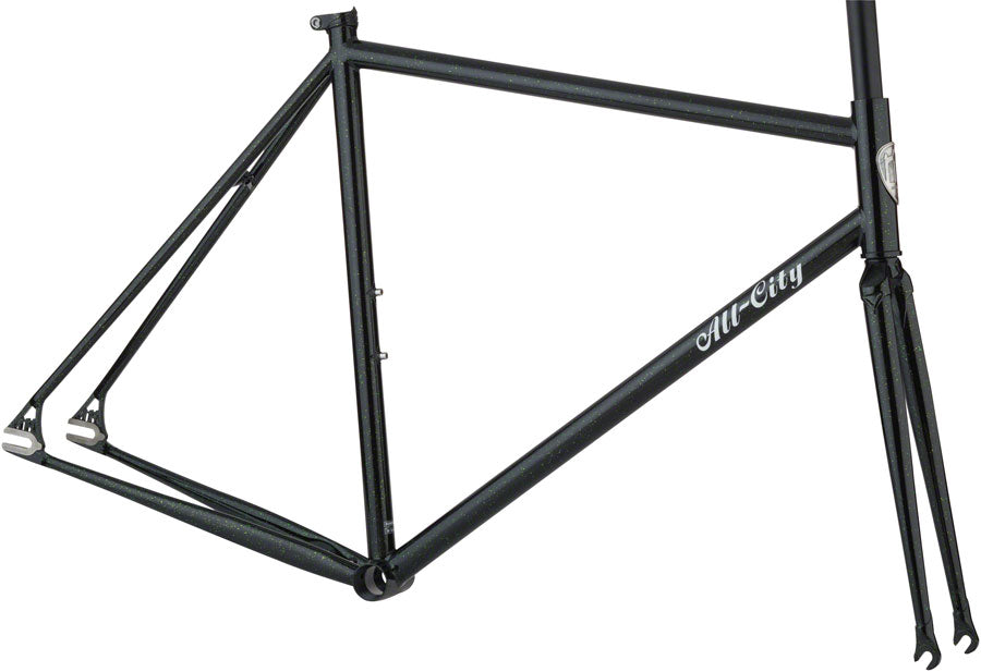 All-City Big Block Black/Green Sparkle (46cm Frameset)