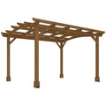 PerArbor 10' x 12' Wood Pergola with Arched Roof Trellis for Climbing Plants, Dark Brown