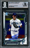 Julio Rodriguez Autographed 2021 Bowman Chrome Draft Card #BDC145 Seattle Mariners Beckett BAS #16545722