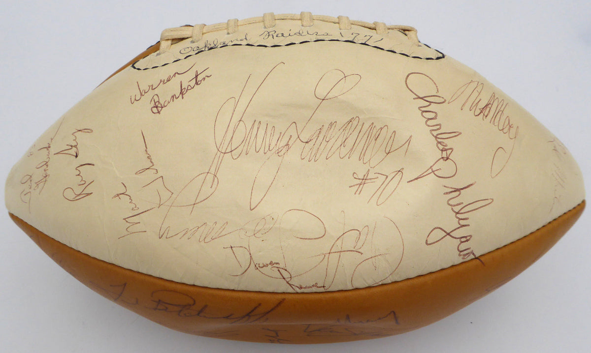 1977 Oakland Raiders Autographed Football With 40 Signatures Including John Madden Beckett BAS QR #AD40716