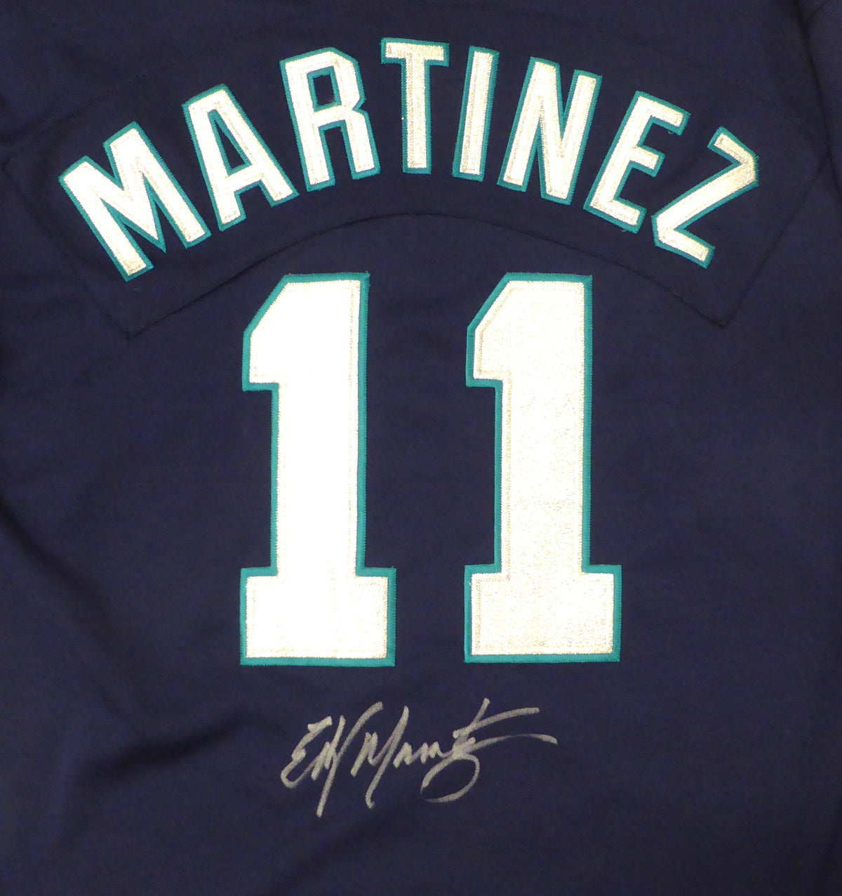 Seattle Mariners Edgar Martinez Autographed Blue Authentic Russell Jersey 2001 All Star Patch Beckett BAS QR #1W449626