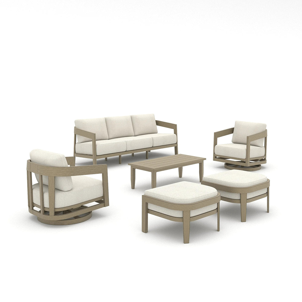 Harmonti 6 Pieces Patio Aluminum Swivel Conversation Sofa Set With Ottoman