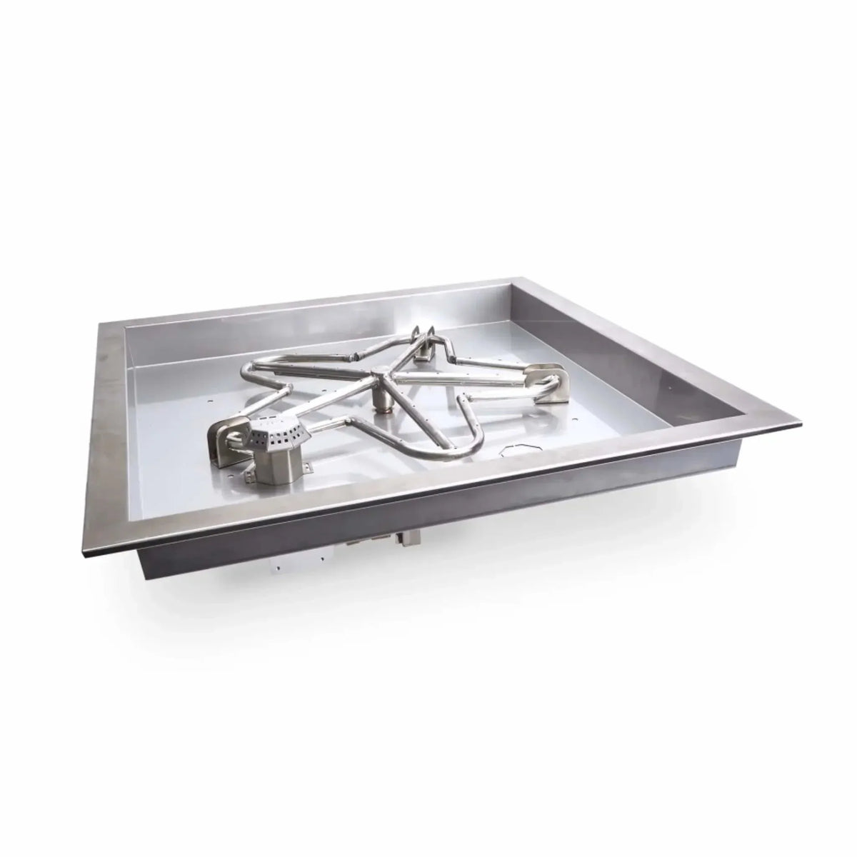Square Drop-In On/Off Electronic Ignition Fire Pit Burner Kit by HPC Fire (36" x 36" Pan / 30" Penta / Propane Gas HARDLINE / 120 VAC)