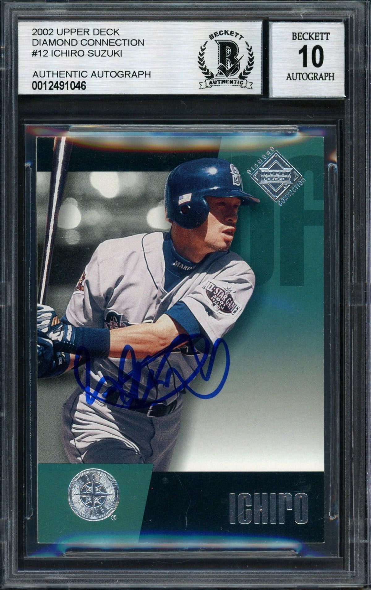 Ichiro Suzuki Autographed 2002 Upper Deck Diamond Collection Card #12 Seattle Mariners Auto Grade 10 Beckett BAS #12491046