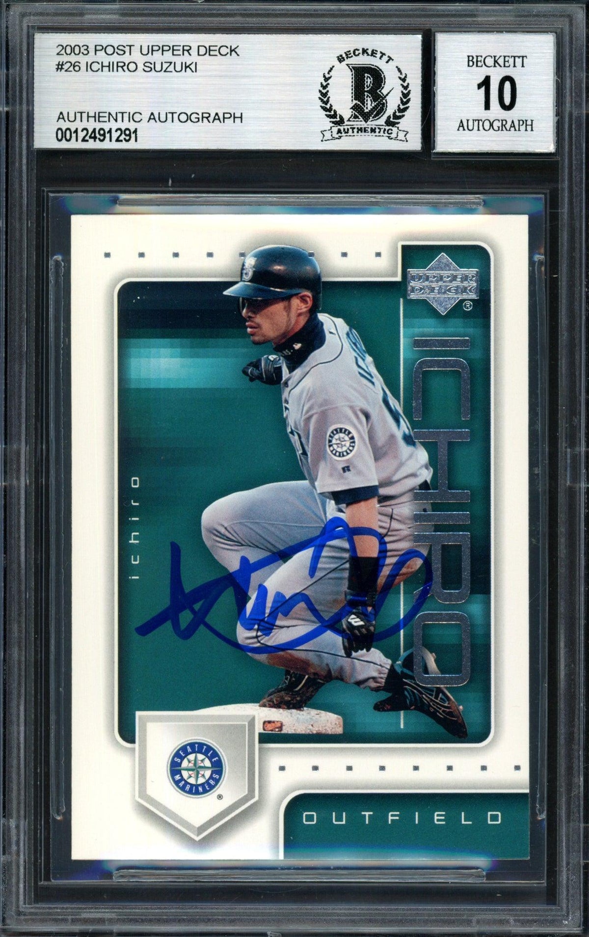 Ichiro Suzuki Autographed 2003 Upper Deck Post Card #26 Seattle Mariners Auto Grade 10 Beckett BAS #12491291
