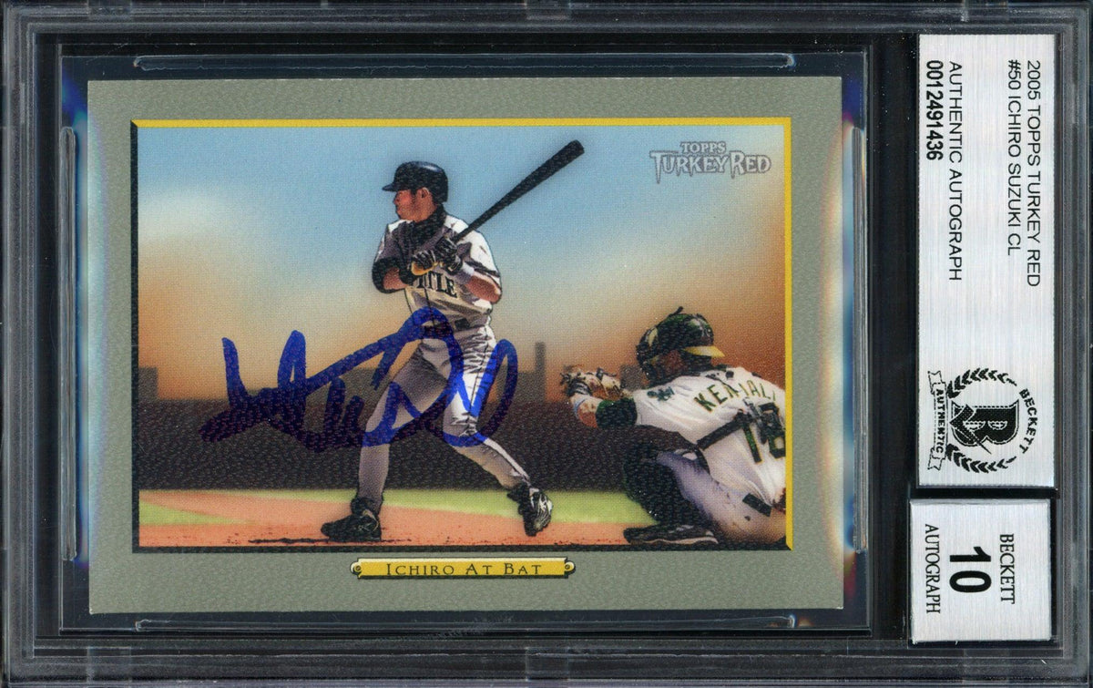 Ichiro Suzuki Autographed 2005 Topps Turkey Red Card #50 Seattle Mariners Auto Grade 10 Beckett BAS #12491436