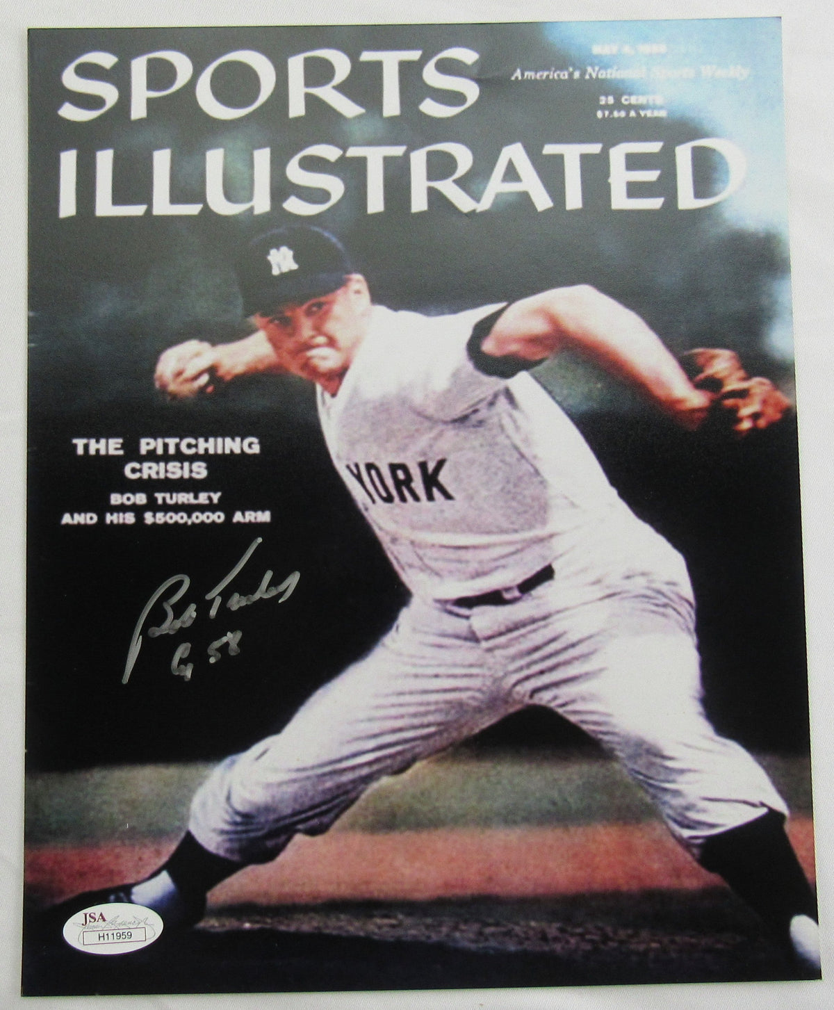 Bob Turley Signed Auto 8x10 Photo JSA H11959
