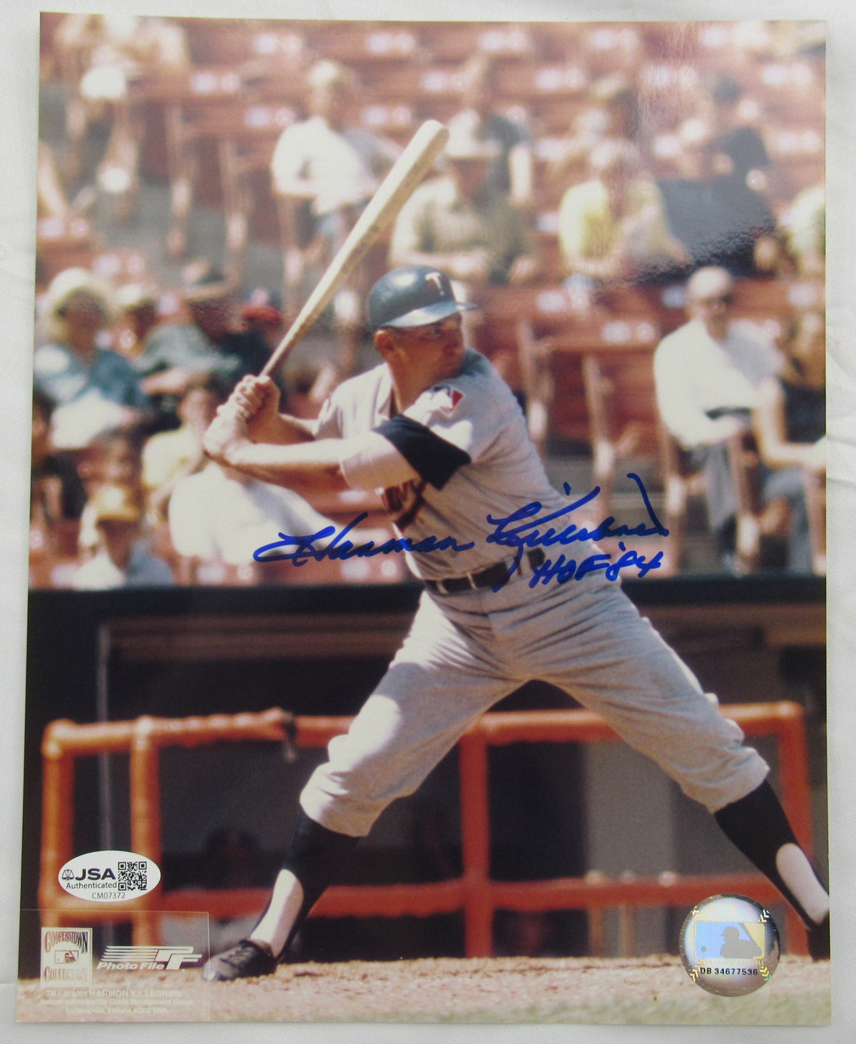 Harmon Killebrew Signed Auto 8x10 Photo JSA CM07372 w/HOF 84