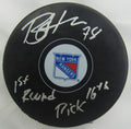 Brennan Othmann Signed Auto Rangers Puck w/ Insc JSA CF42659
