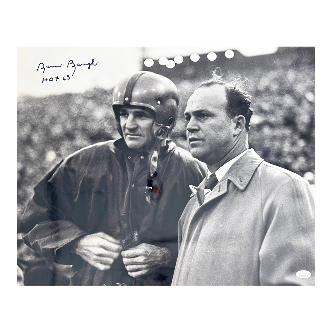 Sammy Baugh Signed HOF 63 Inscription Washington Pose 2 Football 16x20 Photo (JSA)