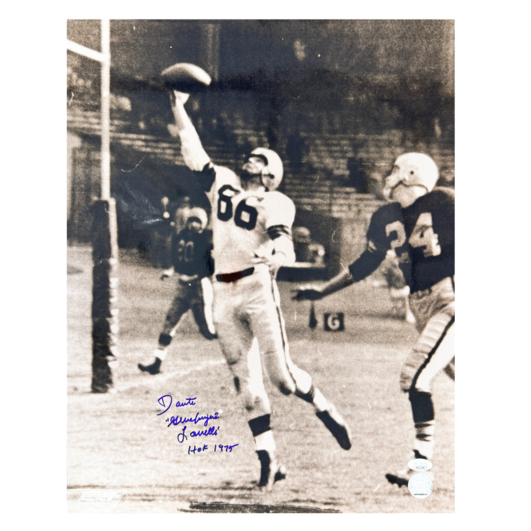 Dante Gluefingers Lavelli Signed HOF 1975 Inscription Cleveland Pose 3 Football 16x20 Photo (JSA)