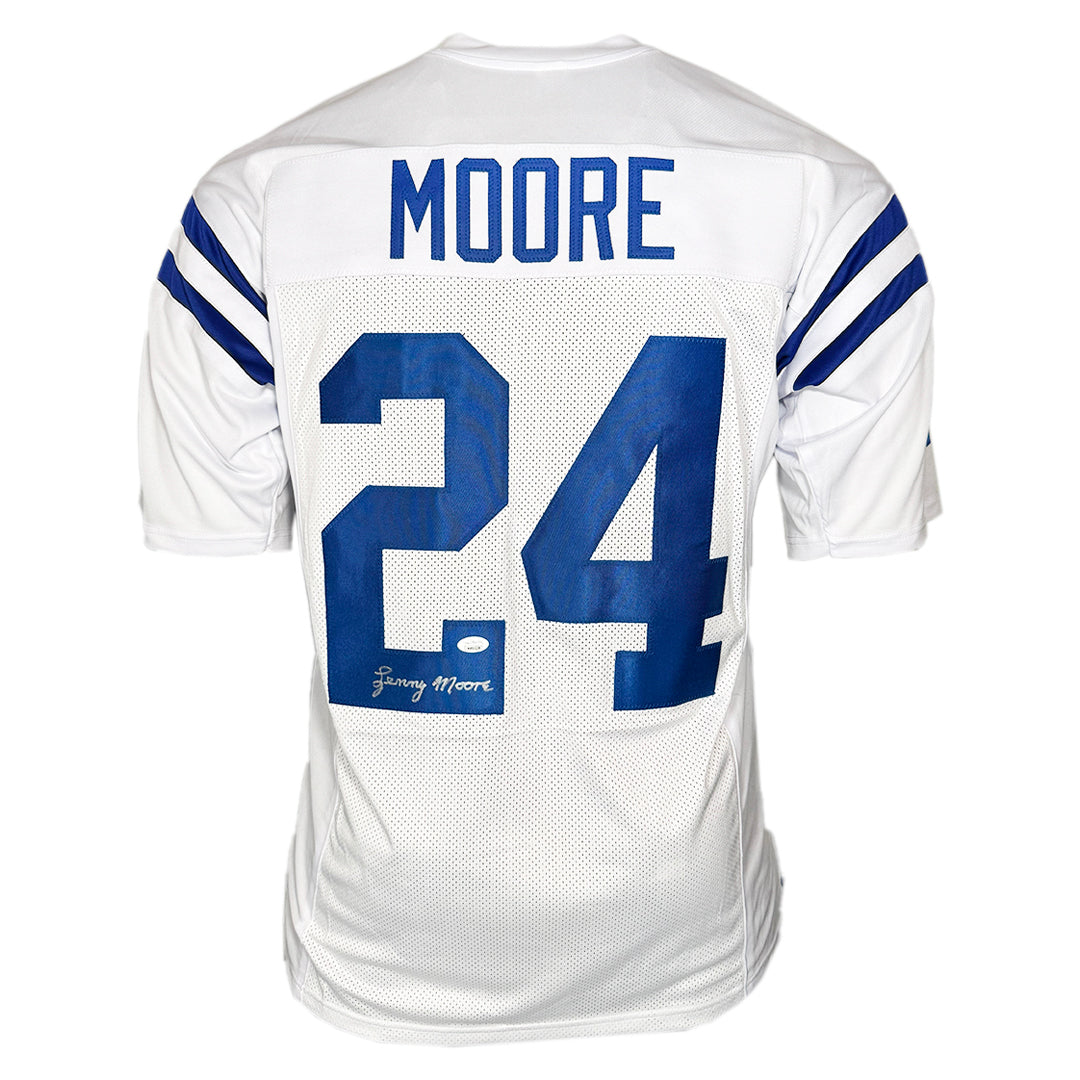 Lenny Moore Signed Indianapolis White Football Jersey (JSA)