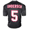 Morten Andersen Signed HOF 2017 Inscription Atlanta Black Football Jersey (JSA)