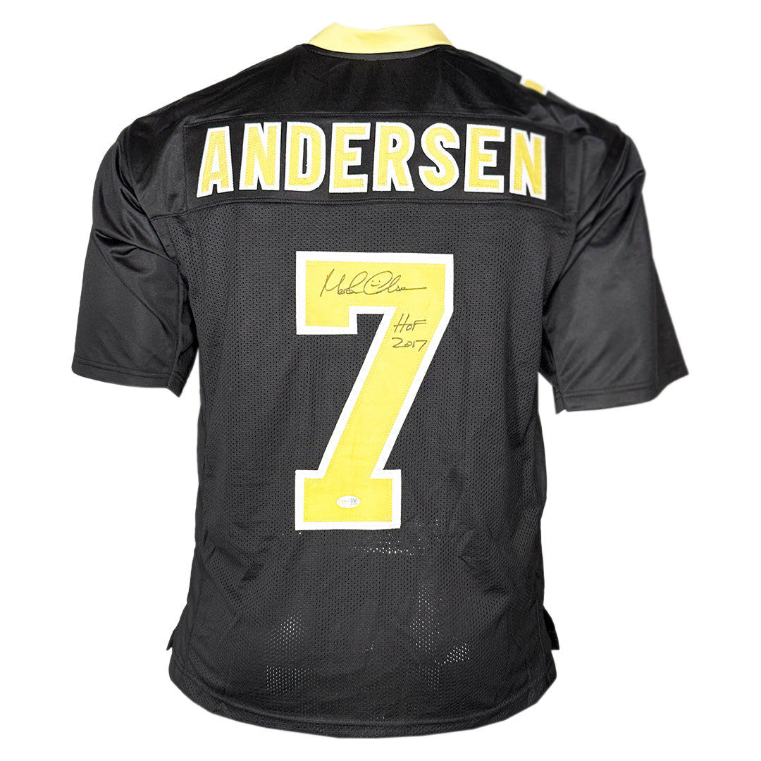 Morten Andersen Signed HOF 2017 Inscription New Orleans Black Football Jersey (JSA)