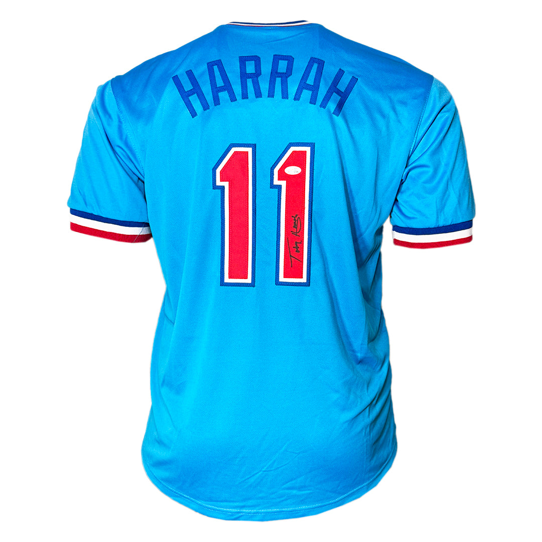 Toby Harrah Signed Texas Blue Baseball Jersey (JSA)