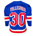 Gilles Villemure Signed 71 Vezina Inscription New York Blue Hockey Jersey (JSA)
