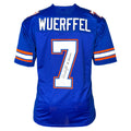 Danny Wuerffel Signed 96 Heisman Inscription Florida College Blue Football Jersey (Beckett)